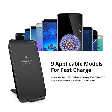 Wireless Charger, Qi Certified Wireless Charger for iPhone Xs MAX/XR/XS/X/8/8 Plus, 10W for Galaxy Note 9/S9/S9 Plus/Note 8/S8, Best Wireless Charger Qi-Enabled Phones  (No AC Adapter)