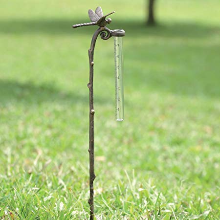 Rain Gauge Dragonfly Garden Stake - SPI Home Aluminum Gauge for Precipitation