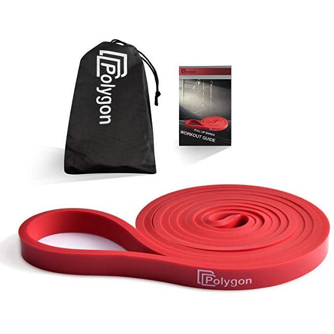 Pull Up Assist Resistance Exercise Bands - Polygon Heavy Duty Assistance Loop Mobility Band, Perfect for Body Stretching, Muscle Toning, Powerlifting, Resistance Training, Physical Therapy, Home Workouts, Workout Guide and Carry Case Included. Single Band & Set