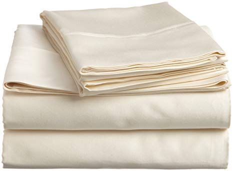 Royal Home Collection 600 Thread Count Egyptian Cotton 4pc Sheet Set 21" Inch Extra Deep Pocket, King/ Standard, Ivory Solid