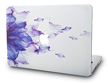 KEC Laptop Case for New MacBook Air 13" Retina (2019/2018, Touch ID) Plastic Case Hard Shell Cover A1932 (Purple Flower)