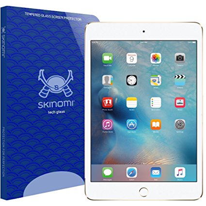 iPad Mini 4 Screen Protector (2015), Skinomi Tech Glass Screen Protector for iPad Mini 4 Clear HD and 9H Hardness Ballistic Tempered Glass Shield