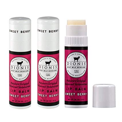 Dionis Goat Milk Lip Balm 3 Piece Gift Set (Sweet Berry, 3 Piece)