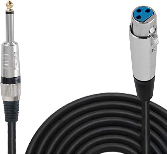 Pyle 30ft. Professional Microphone Cable - 1/4 Inch Male To XLR Female Audio Cord Connector 30 ft Black Heavy Duty Portable Speaker Cable Wire Adapter -Delivers Sound - PPMJL30