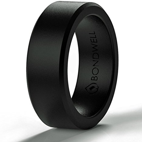 Bondwell BEST SILICONE WEDDING RING FOR MEN Protect Your Finger & Marriage Safe, Durable Rubber Wedding Band for Active Athletes, Military, Crossfit, Weight Lifting, Workout - 100% Guarantee