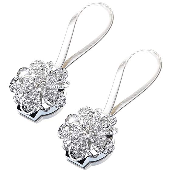 Cosmos ® 1 Pair Magnetic Diamond Flower Curtain Clips Tiebacks Holdbacks