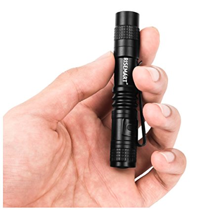 RISEMART Super Small Mini Flashlight AAA CREE XPE-R3 500 Lumens Ultra Bright LED Pen light Pocket Clip Tactical Torch Lamp(3.5")
