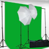 Chromakey Green Screen Kit 400w Photo Video Lighting Kit 6x9 feet Green Screen and Backdrop Support System Included By Fancierstudio H69G