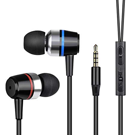 Earbuds Ear Buds Wired Earphones Headphones with Microphone Noise Cancelling Ear Phones Stereo in Ear Headphones Sports Earbuds with Mic and Volume Control Compatible iPhone Android iPad Laptop
