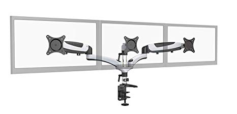 Amer Mounts | 15"-29" LED LCD Monitor Arm | Hydra3 Gas Spring Loaded Articulating Arm | Triple | Clamp and Grommet Base