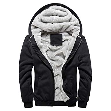 ZEFOTIM Mens Hoodie Winter Warm Fleece Zipper Sweater Jacket Outwear Coat