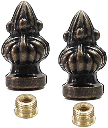 Aisicondan 2Pcs Lamp Finial 1-3/8 Inch High Bronze Cap Knob Lamp Shade Finial Decoration Dual Thread Accessories (Bronze)