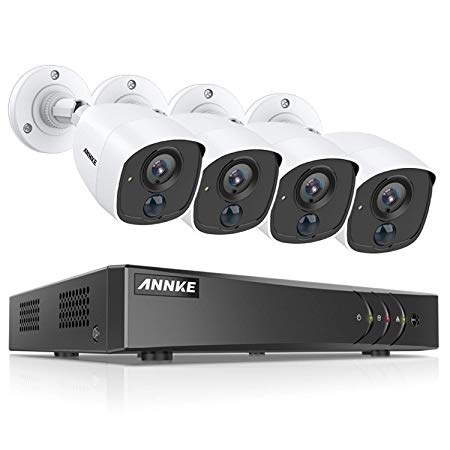 ANNKE 1080P PIR Home Security Camera System,4 Channel 5MP 5-in-1 H.265  CCTV DVR Recorder with 4pcs 2.0MP Weatherproof 100ft Night Vision Outdoor Metal Casing Cameras(No Hard Drive Included)