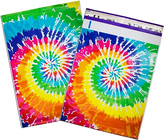 10" x 13" Designer Prints Flat Poly Mailers -pproved Business Poly Envelopes (100 Lot, Tie-Dye)