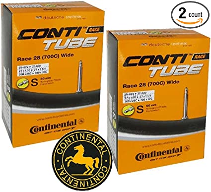 Continental Race 28" Wide 700x25-32c Inner Tubes - 60mm Presta Valve (Pack of 2 w/Conti Sticker)