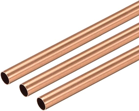 uxcell Copper Round Tube, 5mm OD 0.2mm Wall Thickness 300mm Long Straight Pipe Tubing 3 Pcs