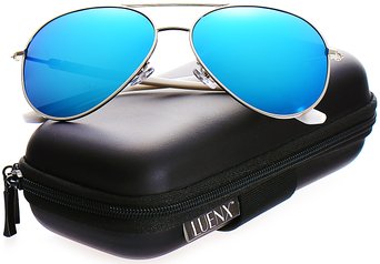 LUENX Aviator Polarized Sunglasses for Men and Women with Eyeglasses Case - UV 400