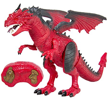 Best Choice Products Remote Control RC Dragon Walking Dinosaur Lights & Sounds Kid Pet Toy Animal