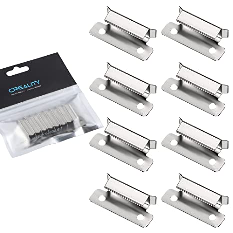 Creality 3D Ender 3 Glass Bed Clips 8 Pcs, 3D Printer 7mm Stainless Steel Silver Bed Clips Clamp for Ender 3 Series Ender 5 Series CR-10 Series Heated Bed Platform