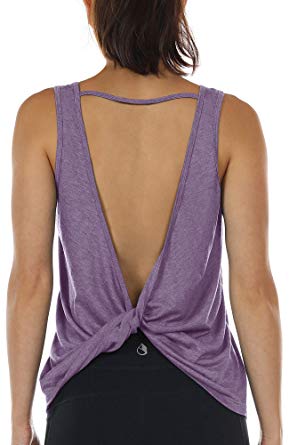 icyzone Workout Tank Tops for Women - Open Back Strappy Athletic Tanks, Yoga Tops, Gym Shirts
