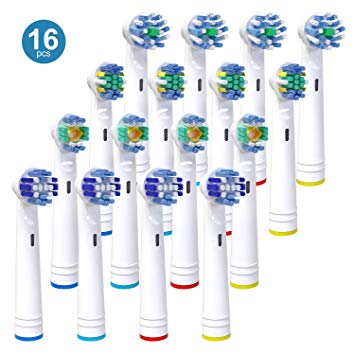 Replacement Brush Heads for Oral B, 16 Pcs Electric Toothbrush Heads Compatible with Oral B Pro 3000 Pro 5000 Pro 7000, Includes 4 Precision Clean, 4 Cross, 4 Floss Action & 4 Whitening Brush Heads