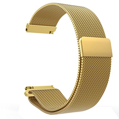 LoveBlue for Pebble time band, Pebble time,Pebble Time Steel,22mm Magnetic Milanese Loop Stainless Steel Magnet Lock Band for Pebble time 2/Pebble time/Pebble Time Steel/Gear S3 (Milanese-Gold)