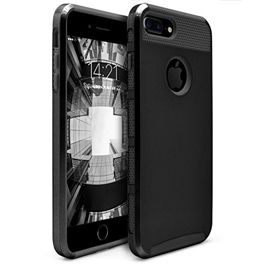 iPhone 7 Plus Case,iPhone 8 Plus Case,MagicMobile Slim Hybrid Rugged Protective Dual Layer [Shock Absorption] TPU with Hard [Anti Scratch] Polycarbonate Cute Case for Apple iPhone 7/8 Plus - Jet Black