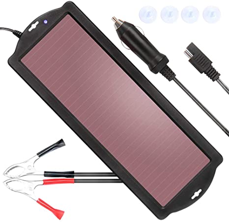 POWISER 1.8W Solar Battery Charger 12V Solar Powered Battery maintainer & Charger,Suitable for Automotive, Motorcycle, Boat, Marine, RV, Trailer, Powersports, Snowmobile, etc.(1.8W Amorphous)