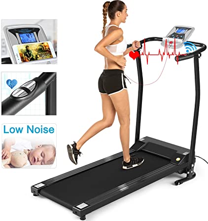 ANCHEER Folding Treadmill, Electric Motorized Treadmill with LCD Monitor, Walking Jogging Running Machine Trainer Equipment for Home & Office Workout Indoor Exercise Machine