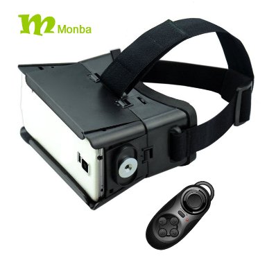 2016 new Monba LJ virtual reality headset VR Headset 3d glasses VR glasses support google cardboard with MAGNET work with 46 Inch Smart phones for 3D moviesgamingvirtual reality with gamepad