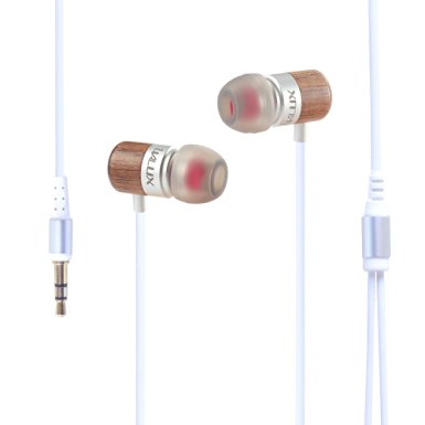i.VALUX 10mm Hybrid Dual Driver Earbuds Dynamic Balanced Armature (BA) In Ear Monitors IEMS Wood Noise-isolating HI-FI In-Ear Headphones Headset, White