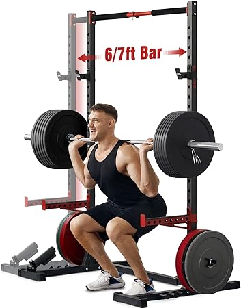 FLYBIRD Squat Rack with Pull-Up Bar, Adjustable Multi-Functional Power Rack, Inner Width Squat Rack Stand Suitable for 6FT,7FT Barbell for Home Gym Equipment