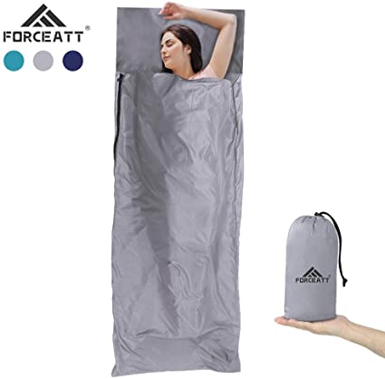 Forceatt Sleeping Bag Liner-Comfortable & Breathable Fabric,Lightweight Travel Sheet,370g in Weight for Camping, Traveling, Hotels & Backpacking,Camping Sheets for Year-Round use