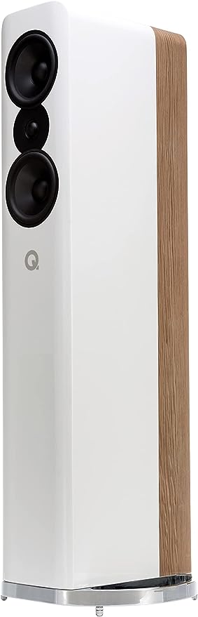 Q Acoustics Concept 500 Floorstanding Speakers (1 Speaker) White & Oak - 2 x Bass Unit 6.5", 1 x Treble Unit 1.1" - Stereo Speakers for Home Theater Surround Sound System