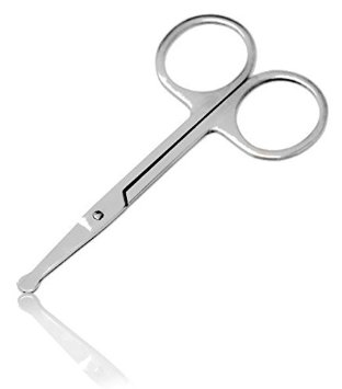 Inspiration Industry NY 3.5" Nose Hair Trimmer Scissors - Round Tip for Ear, Eyebrow, Beard & Mustache Trimming (Sliver )