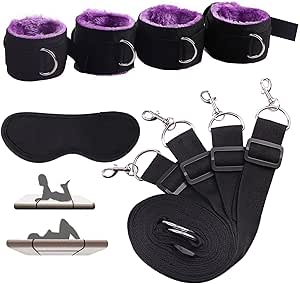 Bed Bondage Restraints Set for Couples Wrist and Ankle Strap Blindfold Bed BDSM Set Restraints Handcuffs Ankle Restraints SM Sex Toy for Beginners and Couples