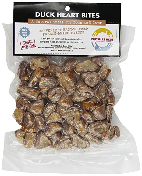 Fresh is Best - Freeze Dried Raw Whole Duck Heart Treats for Dogs/Cats - 3 oz.