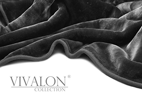 VIVALON Solid Color Ultra Silky Soft Heavy Duty Quality Korean Mink Reversbile Blanket 9 lbs King Dark Grey