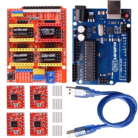 kuman CNC Shield Expansion Board V3.0  UNO R3 Board   A4988 Stepper Motor Driver With Heatsink for Arduino Kits K75