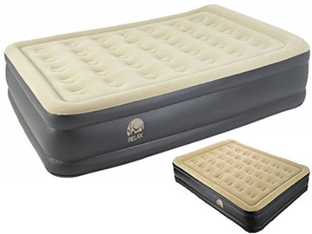 FiNeWaY DELUX INFLATABLE HIGH RAISED DOUBLE AIR BED MATTRESS AIRBED W BUILT IN ELECTRIC PUMP