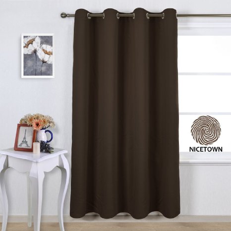 Nicetown Home Fashion Machine Washable Ring Top Thermal Insulated Solid Blackout Curtain for Kid's Room (One Panel,52"W x 95",Toffee Brown)