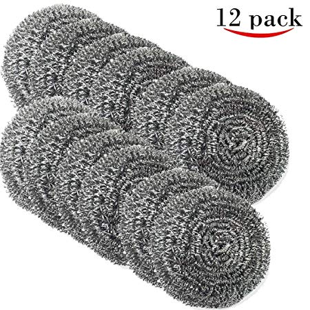 DIY House 12 Pack Extra Large Stainless Steel Scourers Sponges Scrubbers,Metal Scouring Pads Tackling for Tough Cleaning Jobs.
