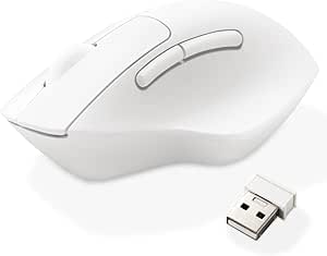 ELECOM Wireless Mouse Ergonomic Shape, 2.4Ghz with Receiver, Silent Click, 20-Month Battery Life, 2000DPI, 5 Buttons Tilt Wheel, Optical Sensor, Compatible with PC, Mac, Laptop, White (M-SH30DBSKWH)