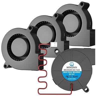 WINSINN 5015 Blower Fan 12V, 3D Printer 24 Volt Fans Blower Turbine Turbo Hydraulic Bearing, 1000mm/39in Cable Brushless Cooling 50mmx15mm 2PIN (Pack of 4Pcs)