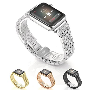 Kartice for Apple Watch Band, 38mm Alloy Crystal Rhinestone Diamond Watch Band Luxury Stainless Steel Bracelet Strap Watch Bands for Apple Watch All Models--38mm Silver
