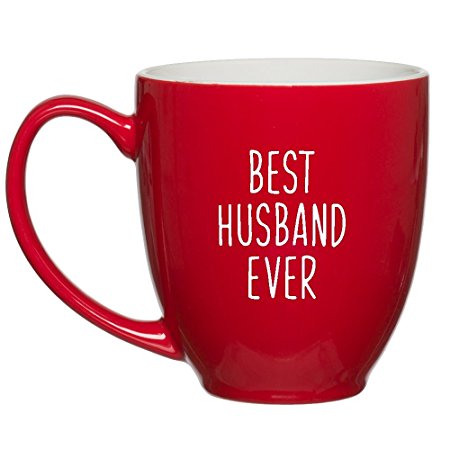 Best Husband Ever Customized Red Bistro Mug for Husband, Birthday or Anniversary Gift Ideas for Best Husband, Perfect Gift Idea for Father's Day, Unique Statement Mug Presents for Awesome Daddy - 15oz