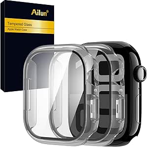 Ailun for Apple Watch Series 10 Screen Protector Case [46mm], Ultra-Thin Hard PC Case Built in Tempered Glass Screen Protector for iWatch, Shockproof Cover with Button [2 Pack][Clear]