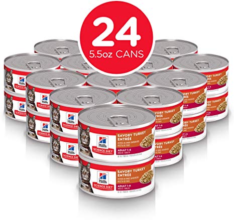 Hill's Science Diet Adult Savory Turkey Canned Cat Food, 5.5 oz, 24 Pack