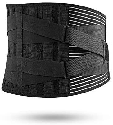 Freetoo Back Brace for Lower Back Pain Relief with 4 Stays, Breathable Back Support with Knitted Fabric, Custom Fit with 2 Adjustable Straps, Anti-skid Waist belt for Women Men Herniated Disc Sciatica