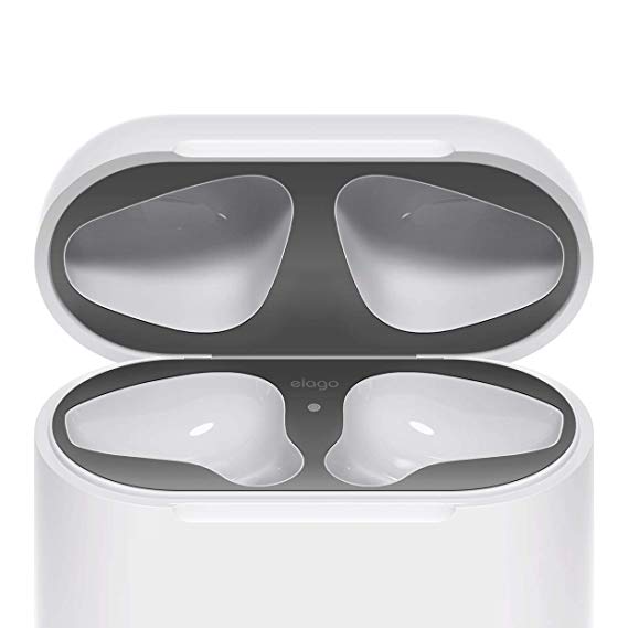 elago Dust Guard for AirPods [Matte Space Grey][2 Sets] - [Chromium Plating][Protect AirPods from Iron/Metal Shavings][Luxurious Looking][Must Watch Installation Video]